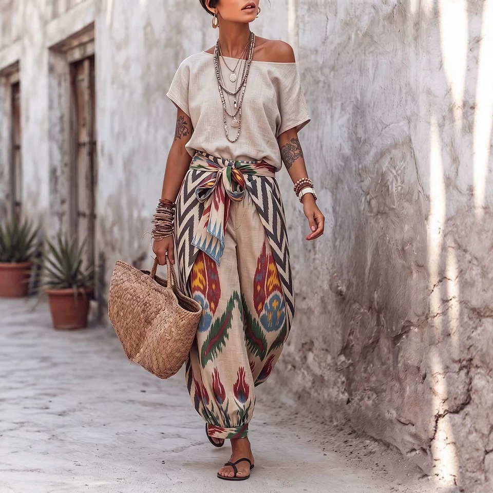 Womens Printed Top And Pants Two-piece Set 6