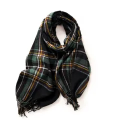 Elegant Plaid Warm Tassel Scarf Women's Mid-length - Black Colour Grid - View 1
