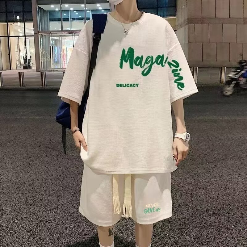 Mens Summer Sportswear Set Short-sleeve T-shirt And Basketball Jersey For Casual Wear