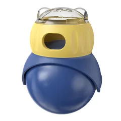 New Tumbler Owl Self-service Food Leakage Puzzle Cat Toy - Yellow And Blue - View 1