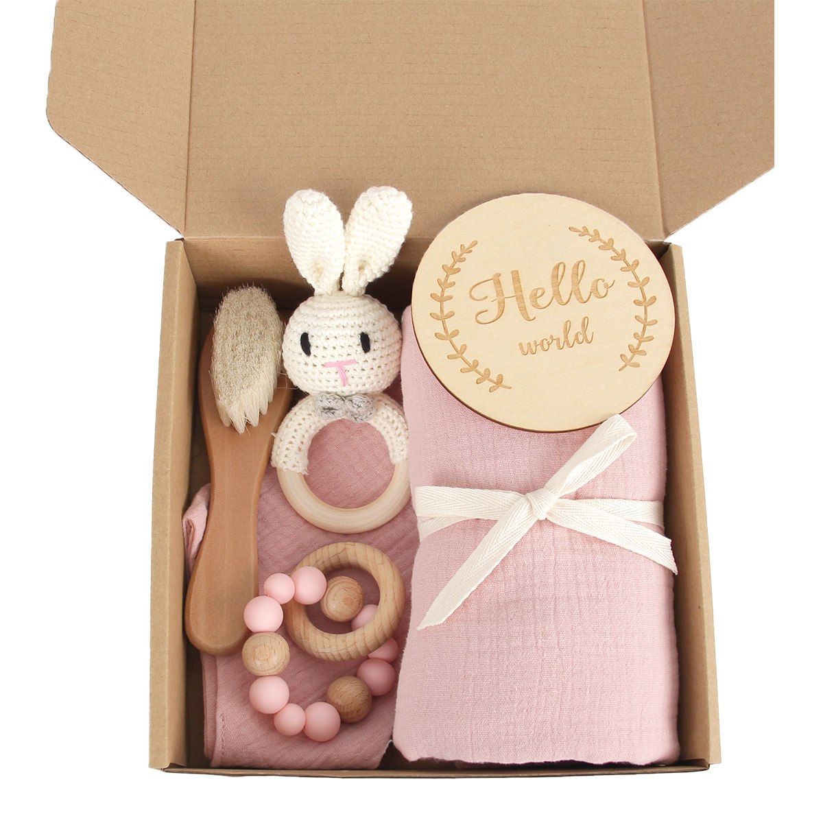 Gift Box Bib Set Creative Silicone Bead Pacifier Clip Party Favors