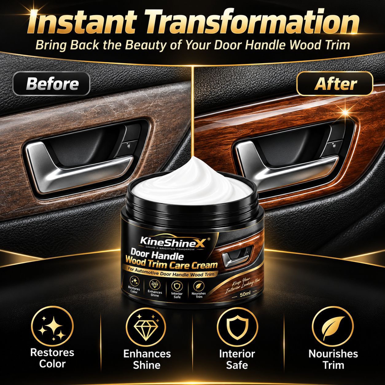 Wood-grain Trim Care Cream For Car Door Handles