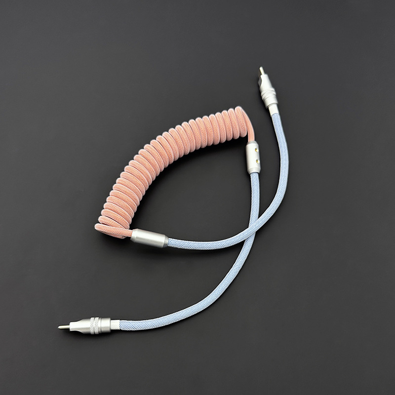 CarPlay In-car Two-tone Braided Spring Data Cable