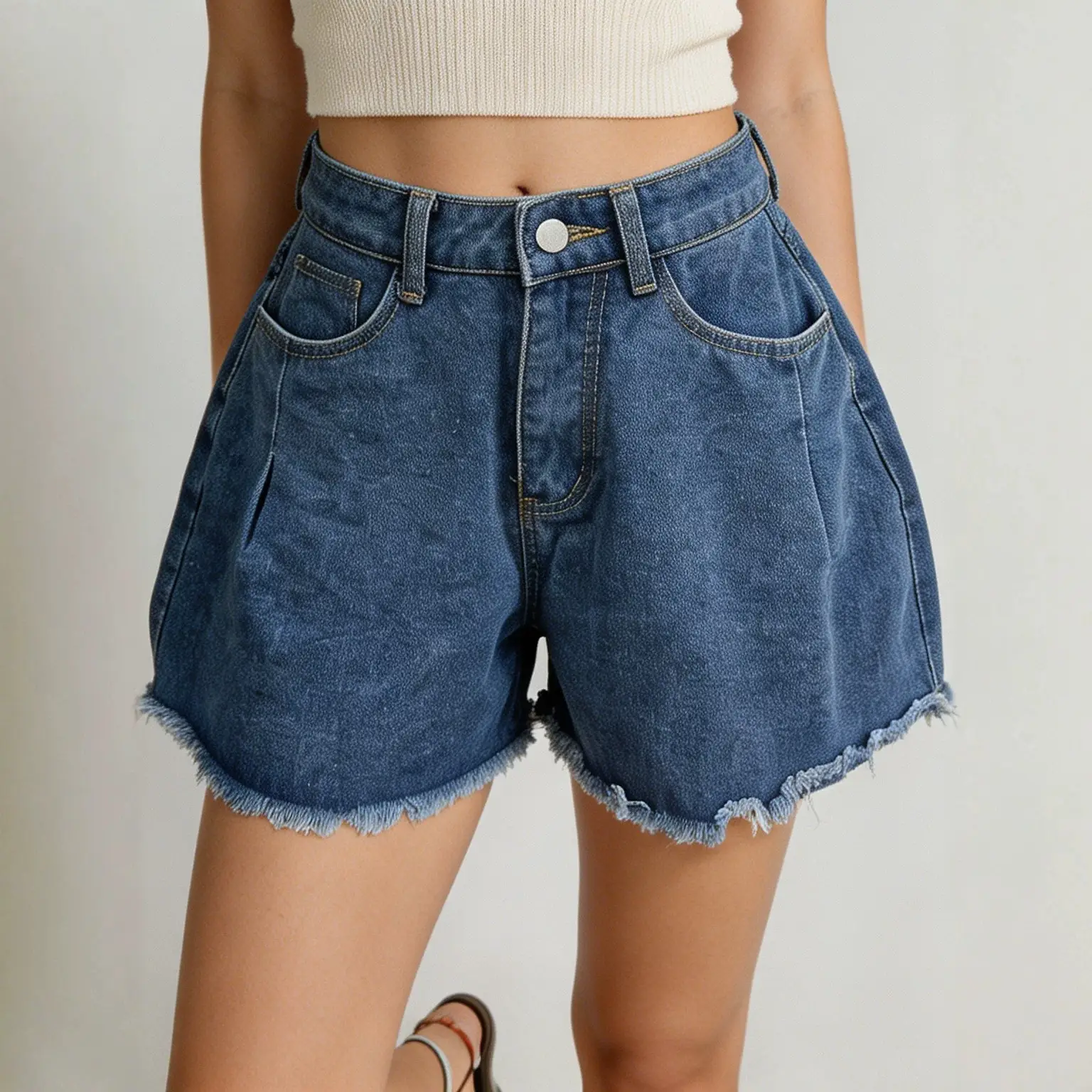 Summer New Arrival Frayed-edge Slimming Womens Denim Shorts