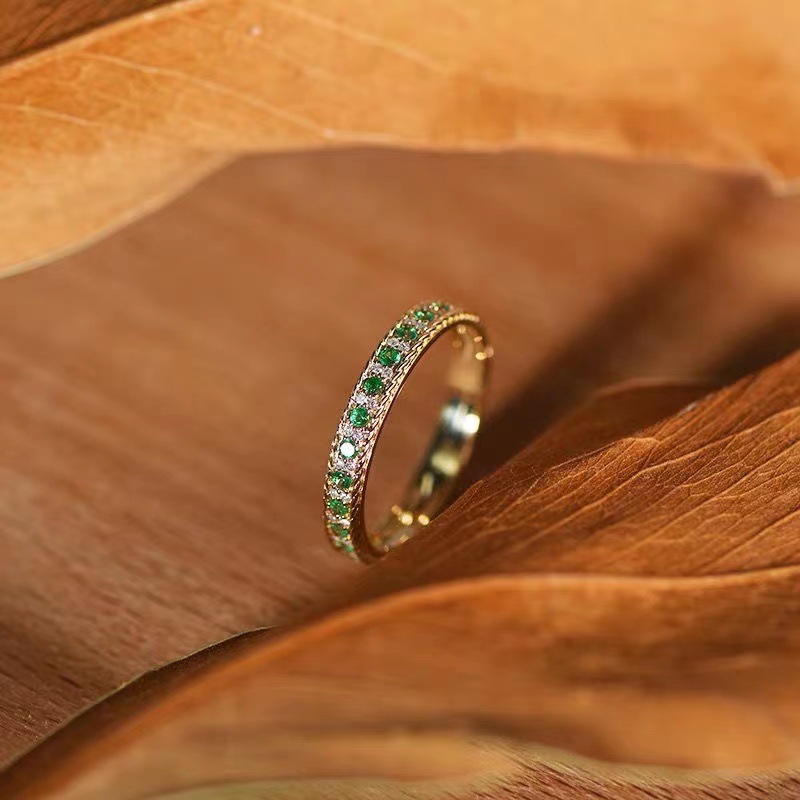 Women's Green Zircon Simple Versatile Opening Ring