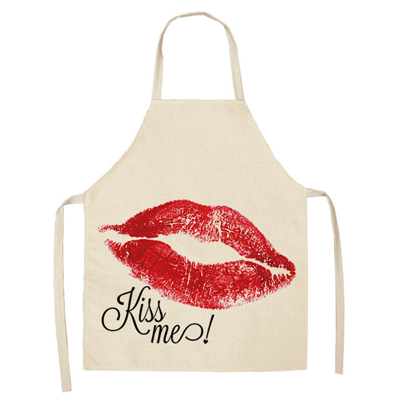 Title 1, Red Lip Letters Apron Used In Kitchen Home Clea...