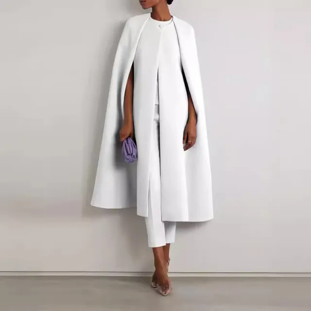 Solid Color Cap Sleeve Round Neck Two piece Trousers Suit White - Shop at LoveMi