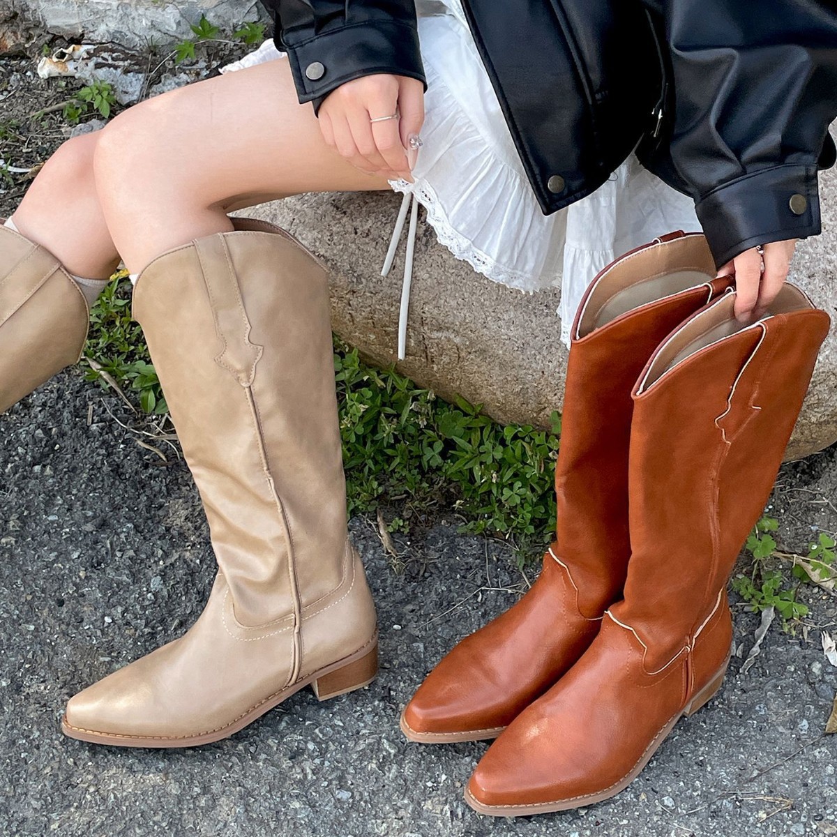 Retro Sophisticated Chunky-heel Pointed-toe Western Cowboy Boots