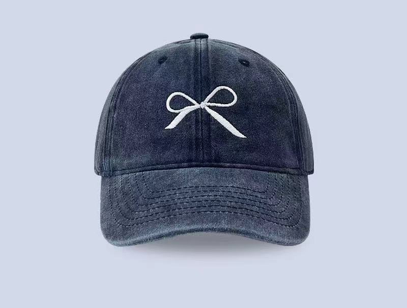 Washed Bow Navy Blue