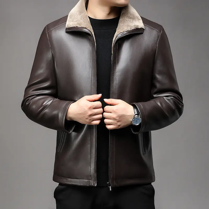 Jacket Business Warm Fur Lapel Integrated Fleece-lined