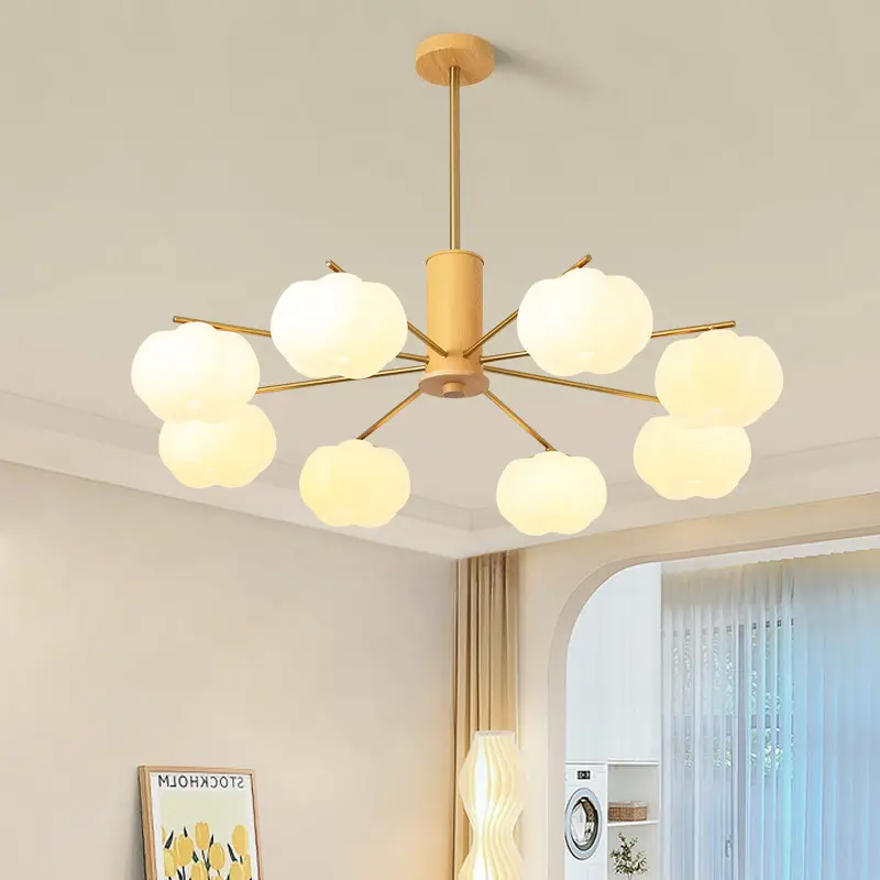 Log-style Cream-colored Living Room Chandelier