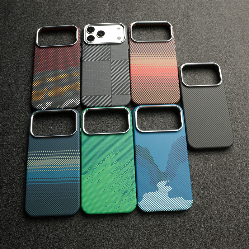Capa fibra carbono lente metal magnética para celular