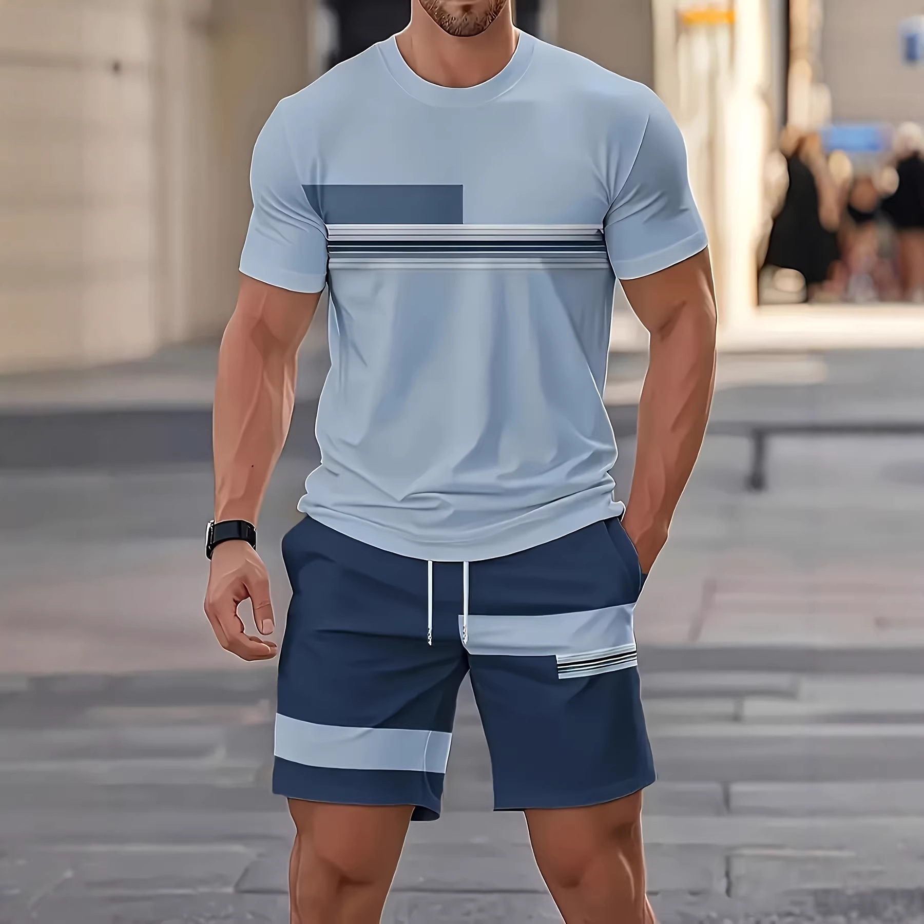 Men's Casual Sportswear Set With 3D Print