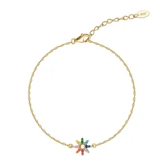 Women's Sterling Silver Bracelet Special-interest Design Inlaid Zirconium Flowers - Electric K Gold - View 1
