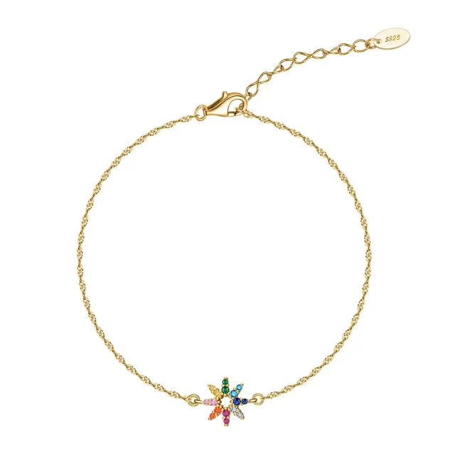 Women's Sterling Silver Bracelet Special interest Design Inlaid Zirconium Flowers Electric K Gold - Shop at LoveMi
