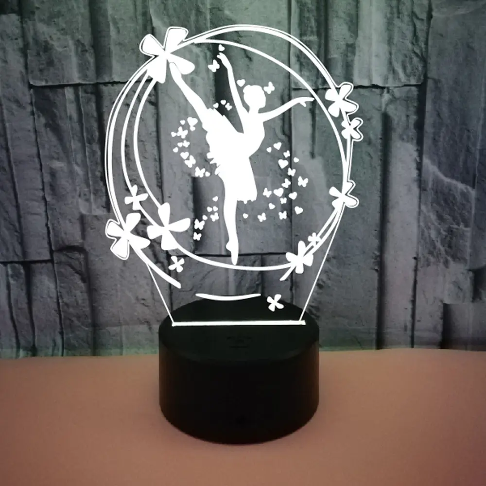 Foreign Trade Ballet Colorful Touch LED Visual Gift Atmosphere 3D Table Lamp