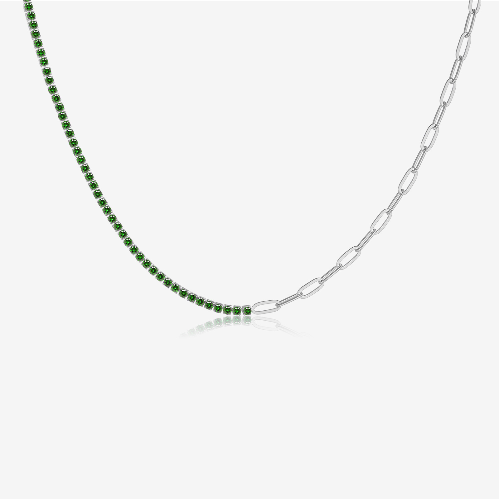 S925 Sterling Silver Thick Straps Clip Stitching Necklace