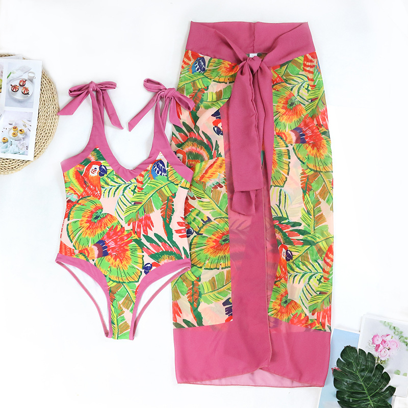 Retro One-piece Swimsuit Women's V-neck Covered Belly Thin Skirt Hot Spring Beach Dress - Image 4