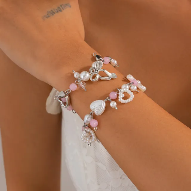 Sweet Bow Alloy Pendant Bracelet 03 White K Bracelet 5752 - Shop at LoveMi