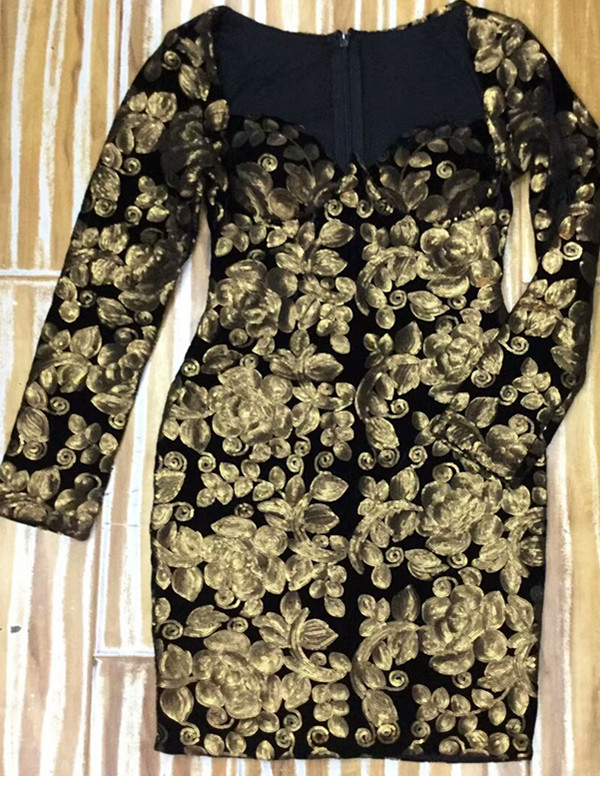 Sequin Long-Sleeve Short Dress, picture 2 of 9