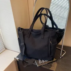 Corduroy Bag Women's Large Capacity New Autumn And Winter Wild Shoulder Messenger Bag - Black - View 1