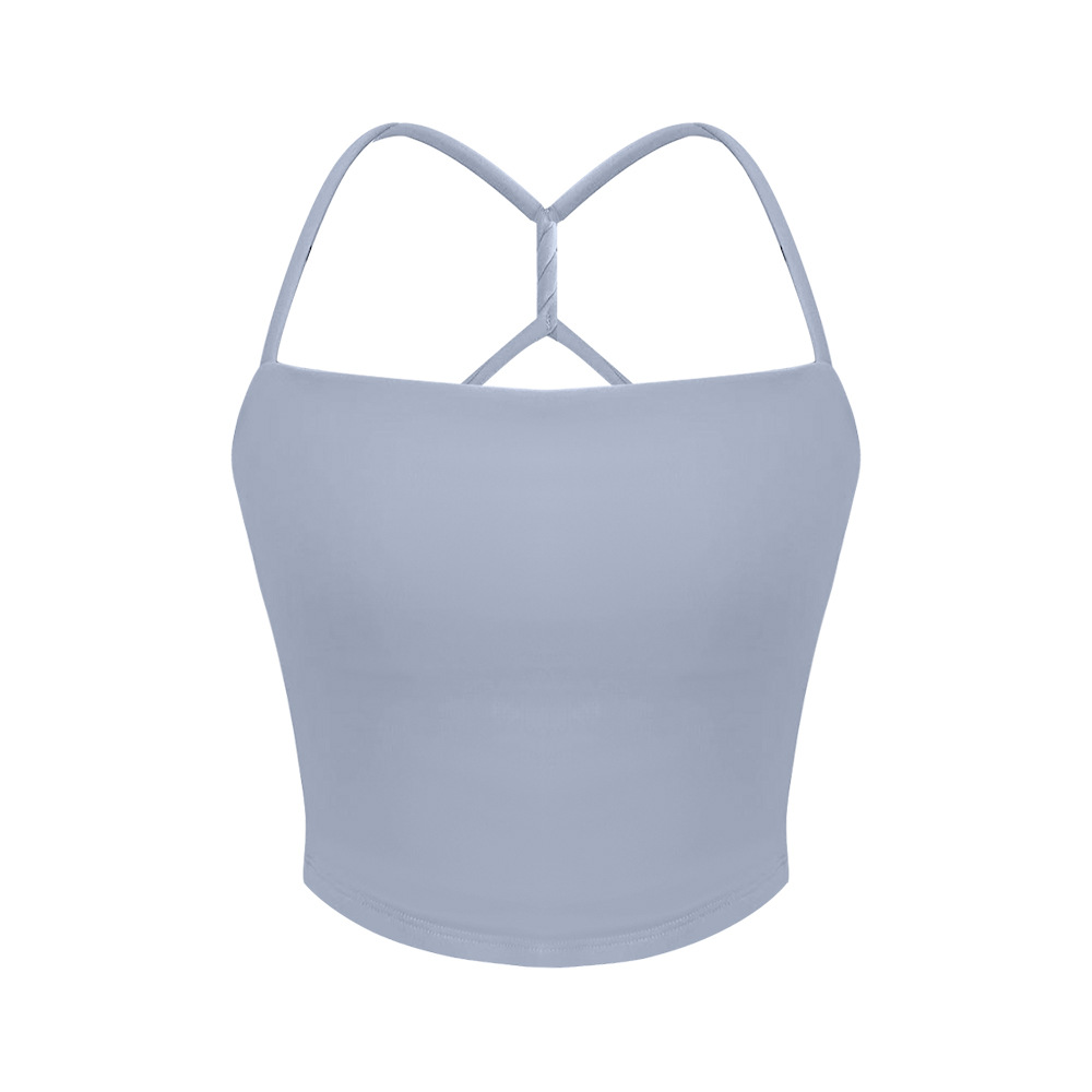 Women's Solid Color Ribbon Chest Pad Shaping Sports Sling Top