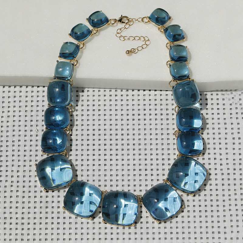 Geometric Candy Clavicle Necklace And Earrings Suite