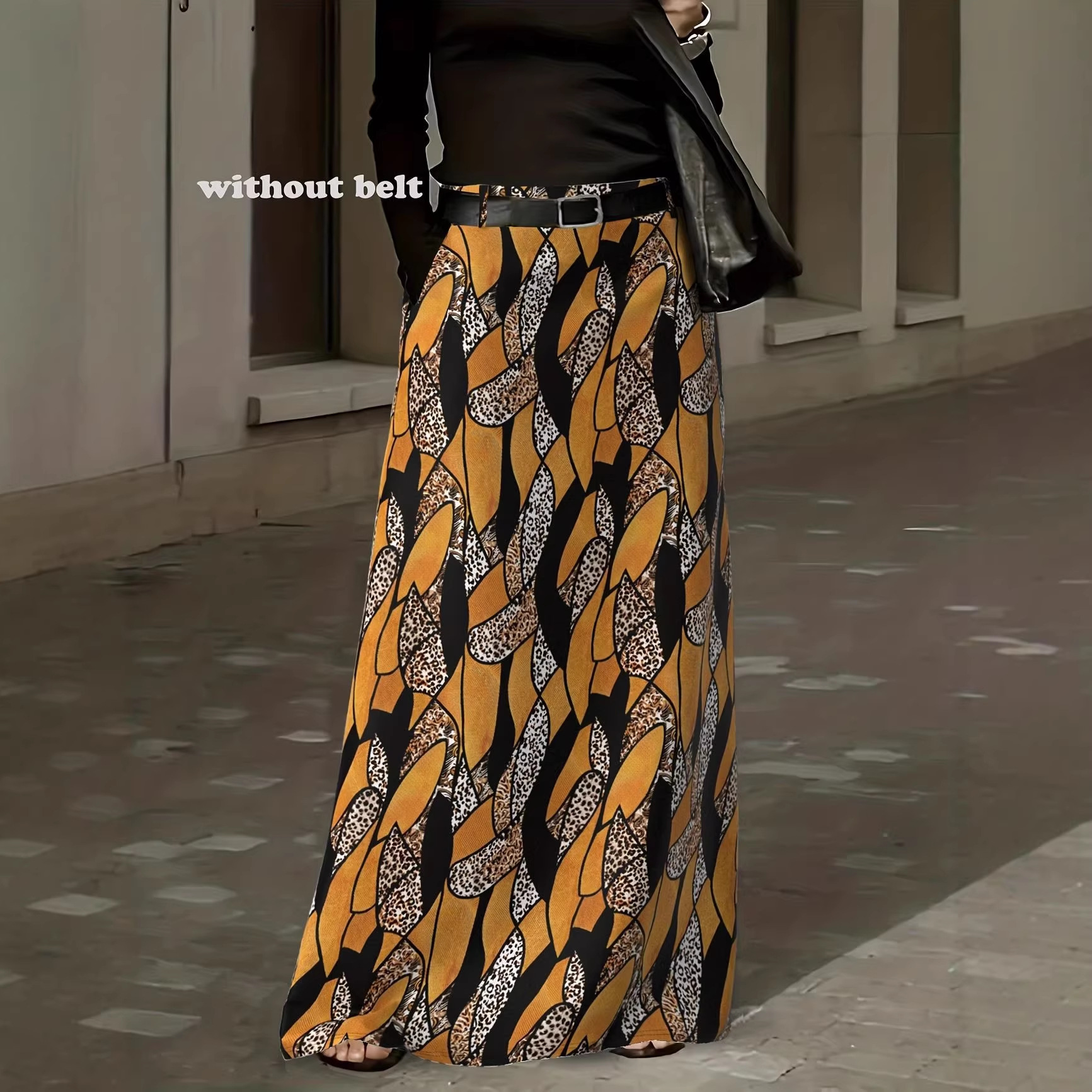 Digital-print Elegant Extra-long Floor-length Dress