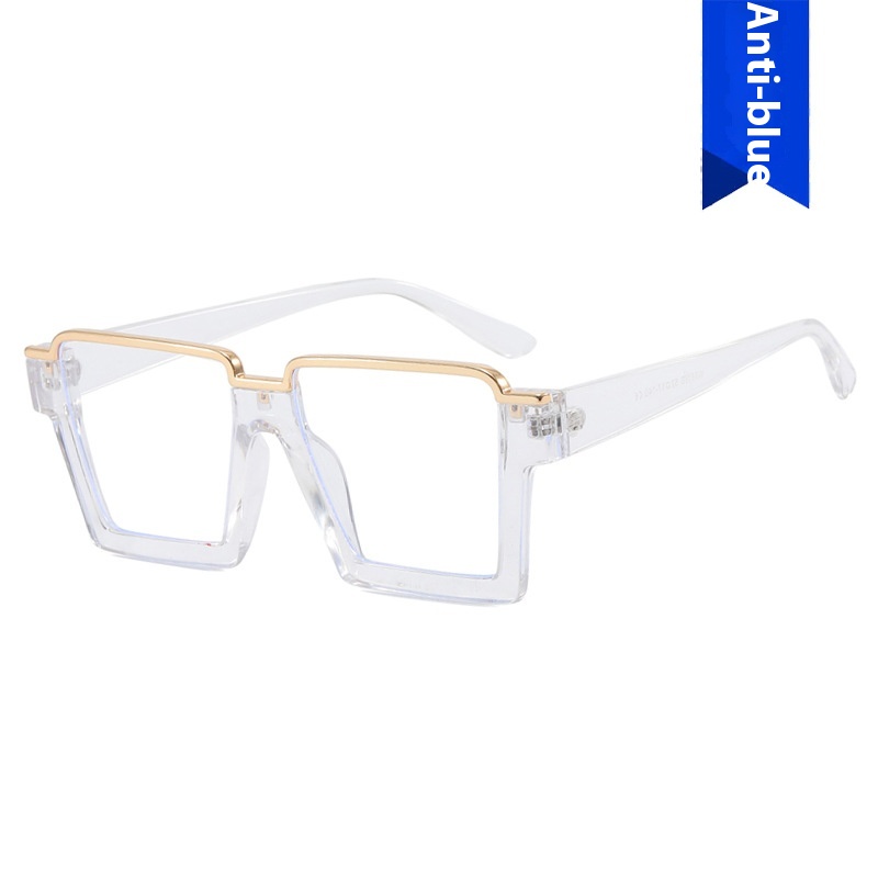 Retro Simple Versatile Artistic Lower Semi-rimless Square Plain Glasses - Image 24