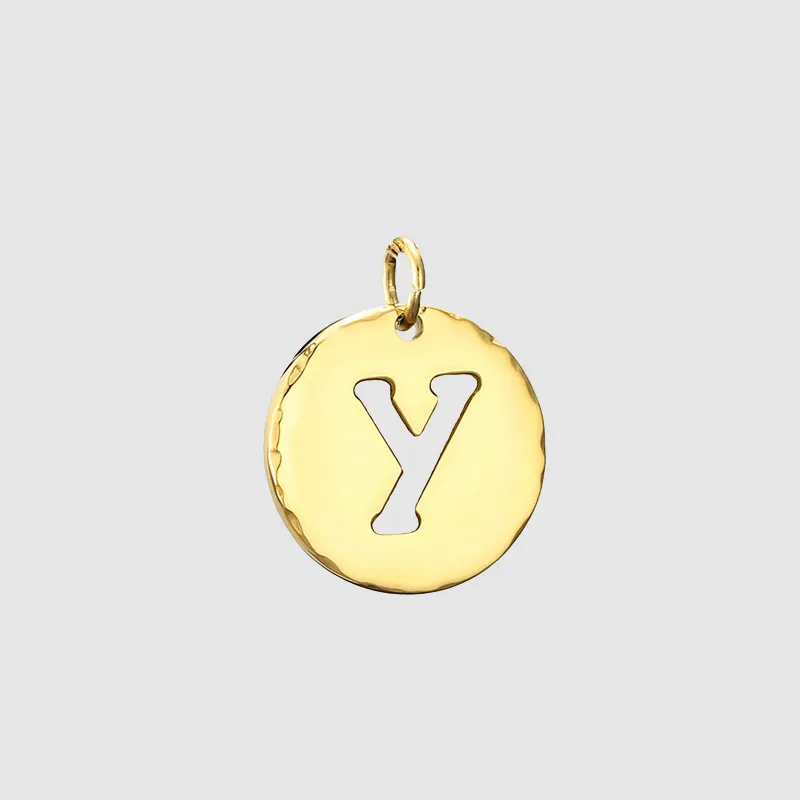 Stainless Steel Oil Dripping Letter Pendant DIY - 14K Gold Y