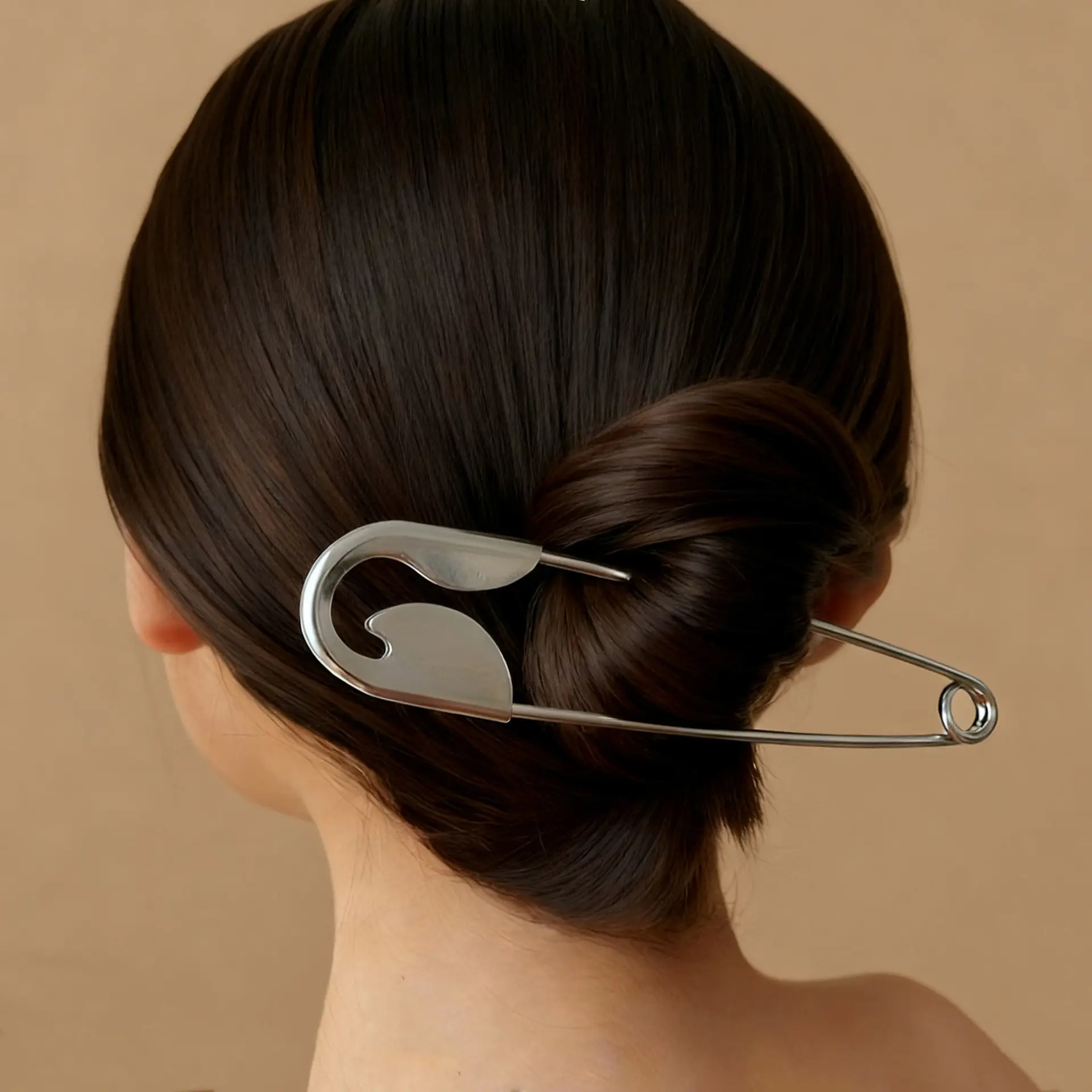 Bright Silver Pin-style Metal Hair Clip