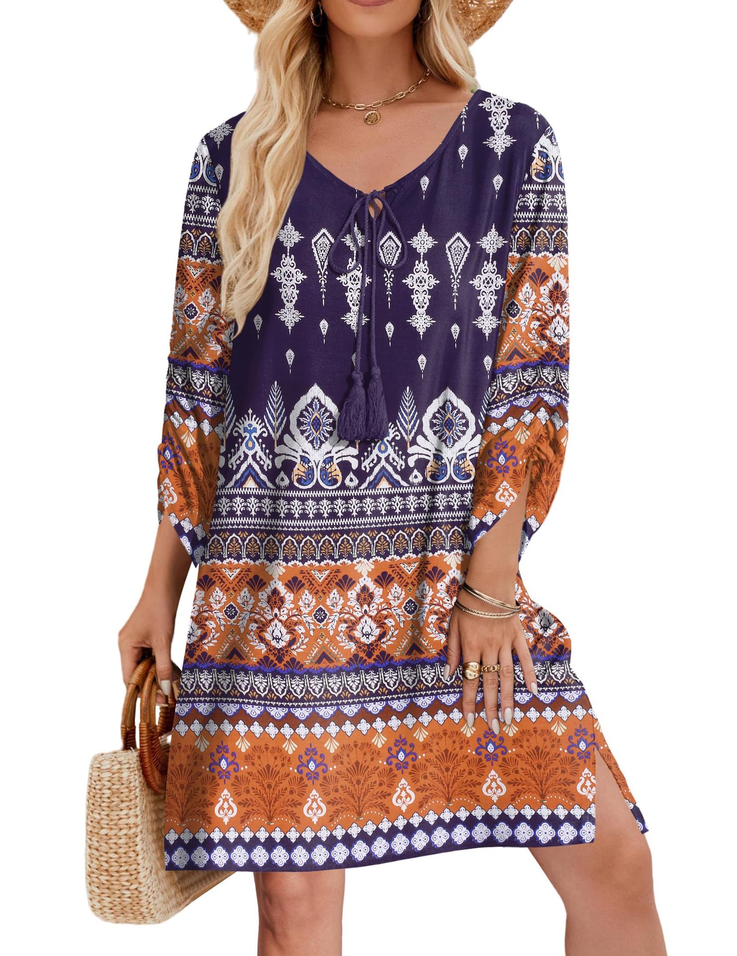 Women's Casual Bohemian V Neck Tie Dye Print Dress Style3 Xl - Shop at LoveMi