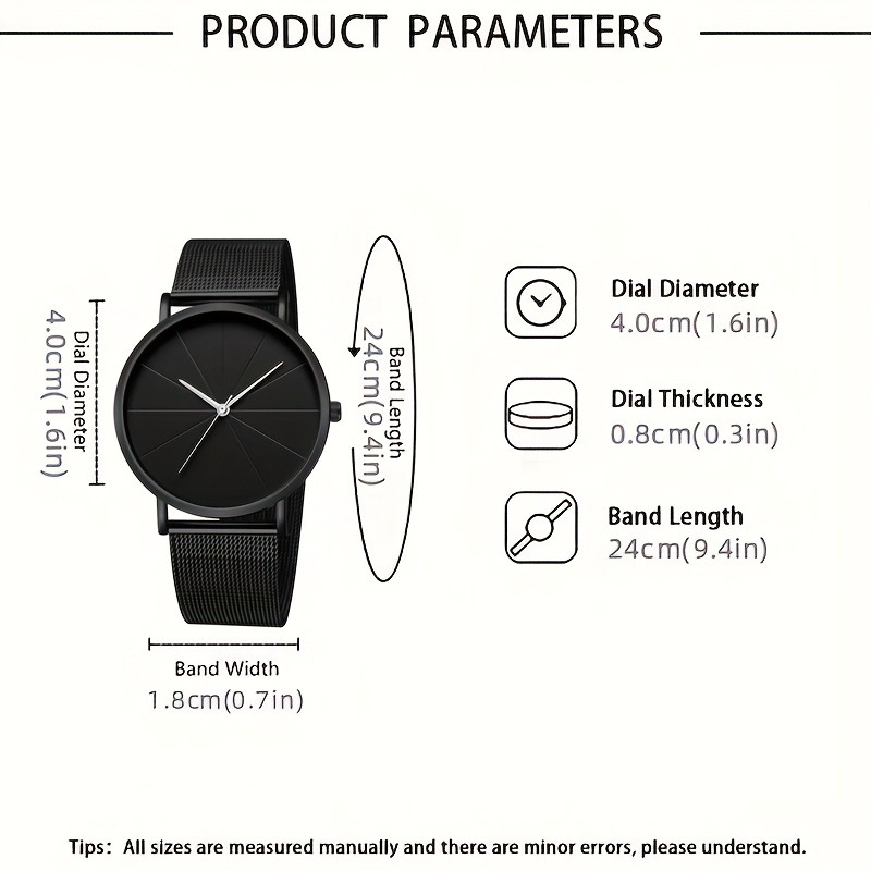 Men's Fashion Watch Ring Necklace Bracelet Set - Stainless Steel Jewelry Collection for Daily Wear 8