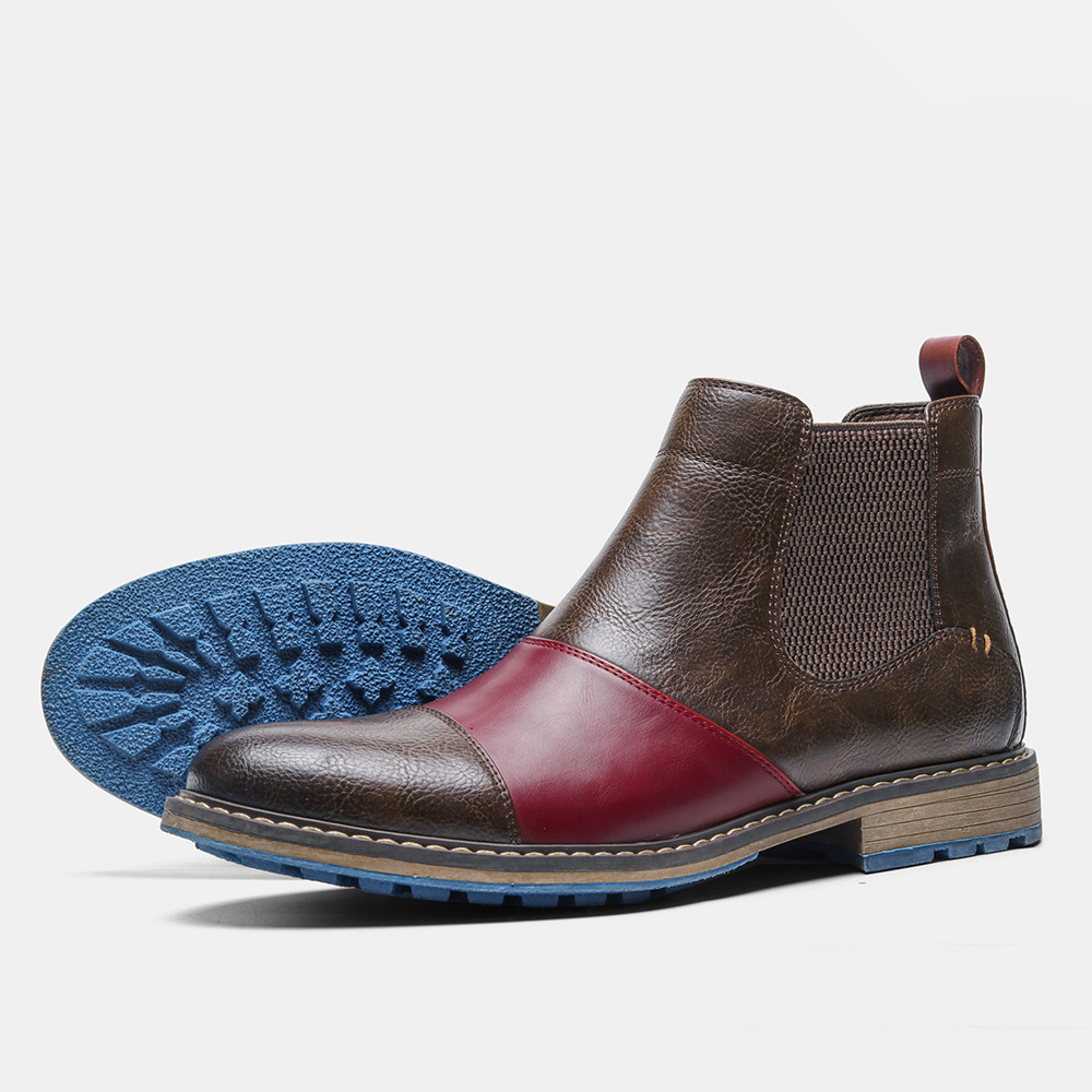 Title 4, Bottines montantes Chelsea patchwork pour homme...