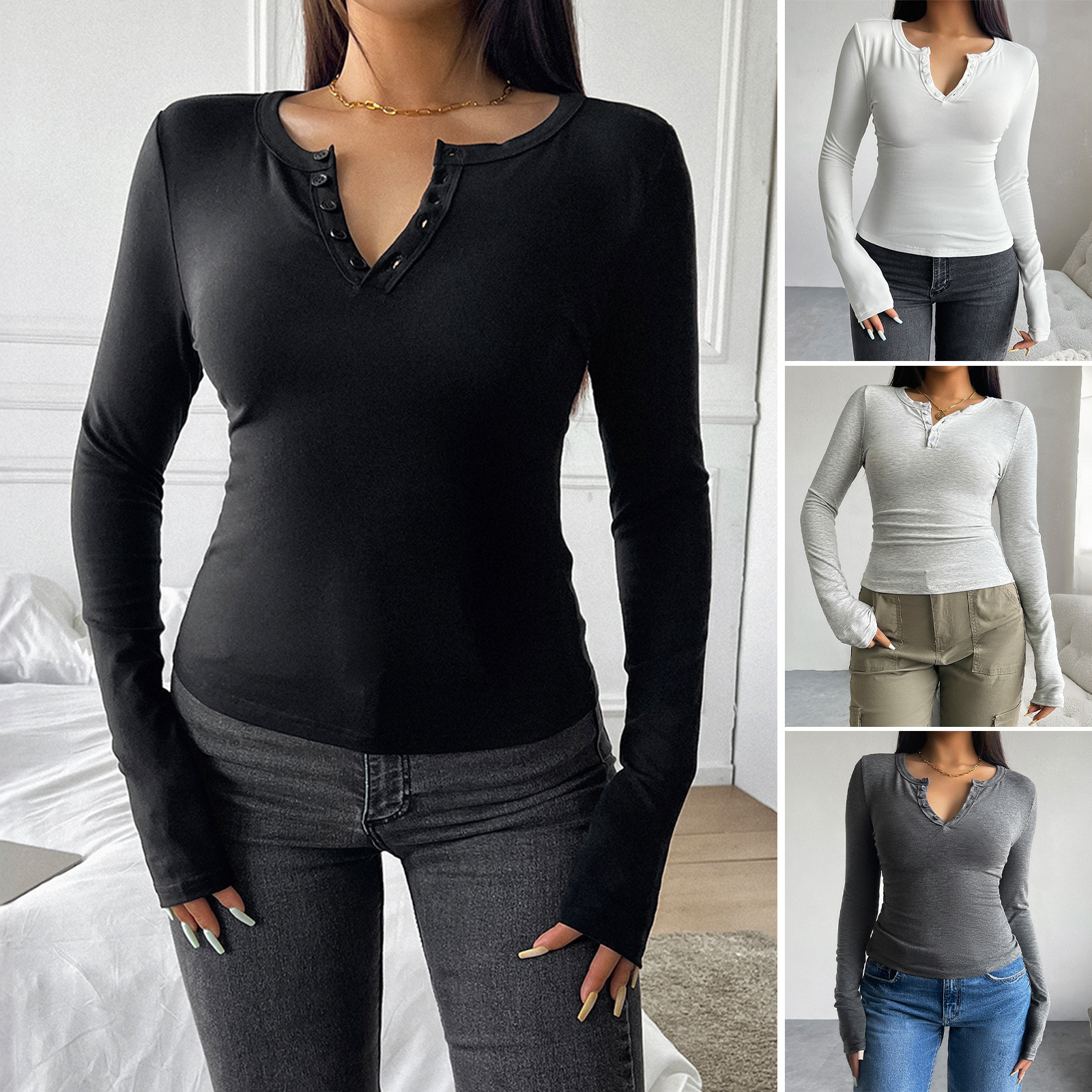 Autumn Winter Coat Women's Clothes Long Sleeve T-shirt