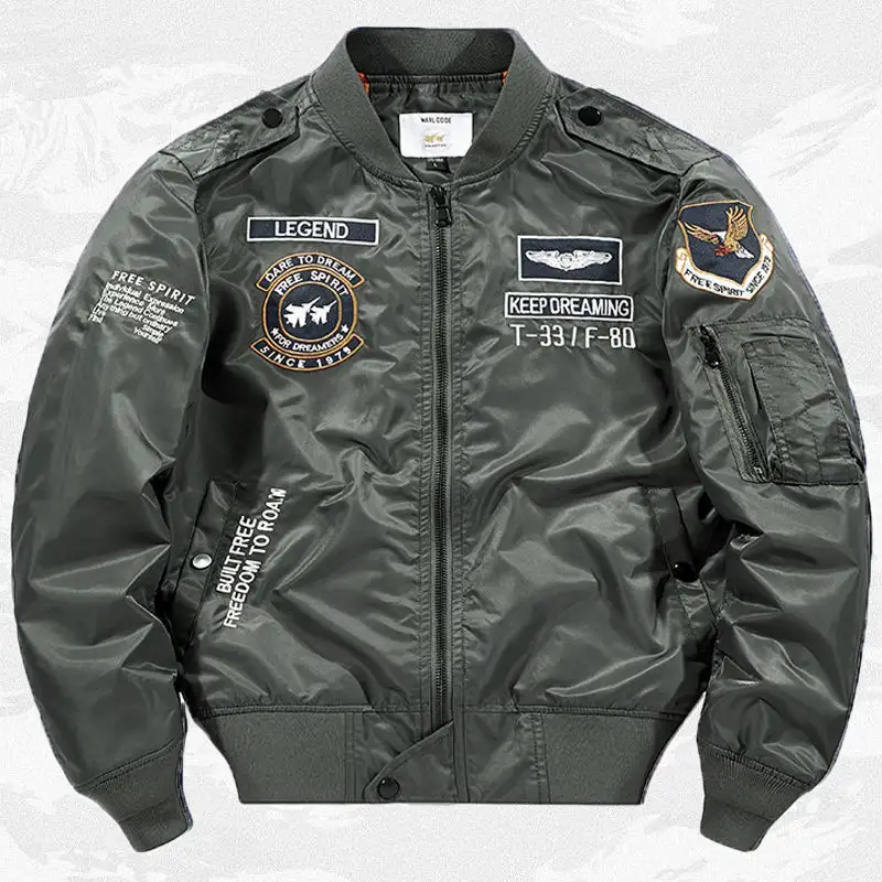 Embroidered Letter Baseball Jacket Mens Loose Fit Jacket