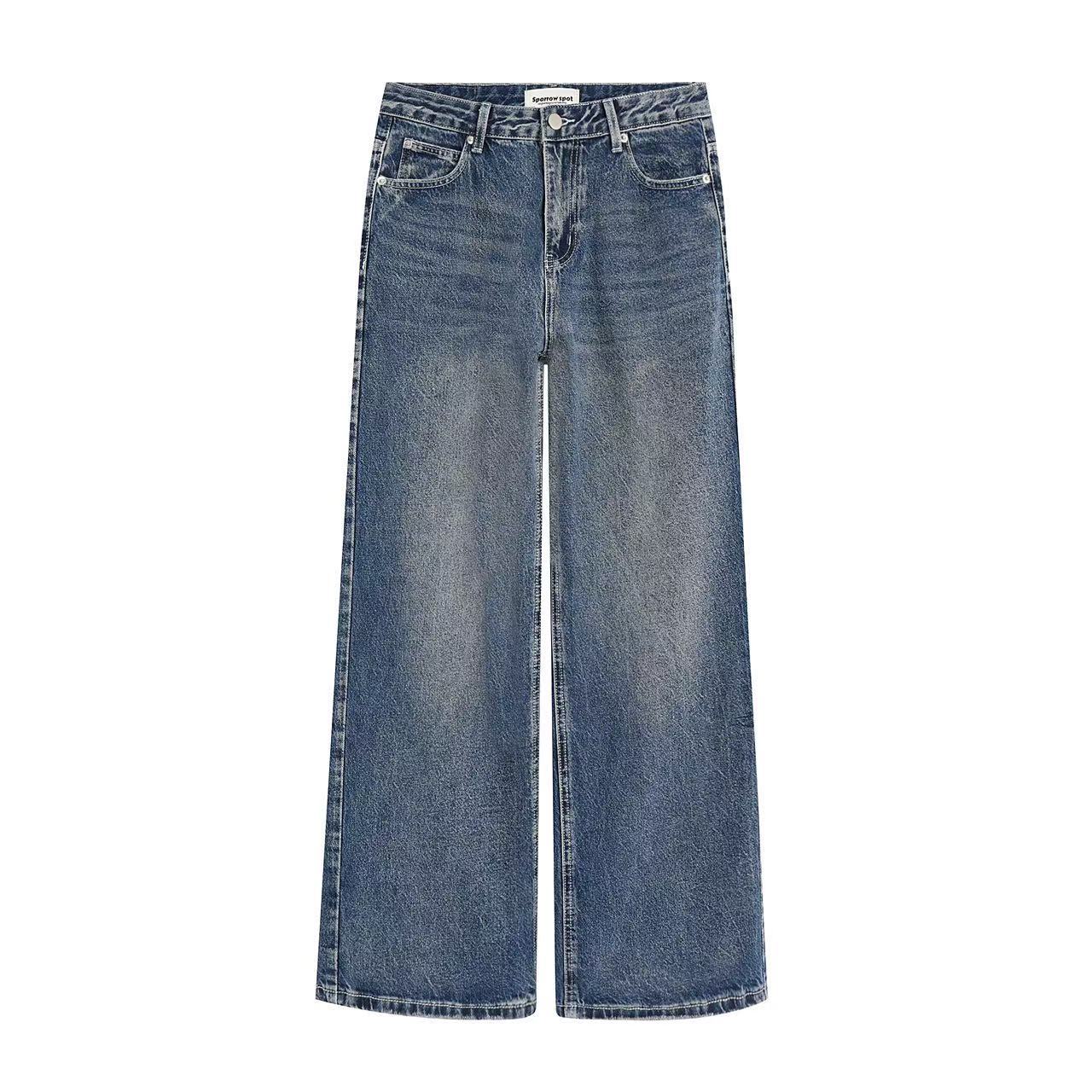 Embroidered High-waisted Retro Loose Pants 41ba3868 F687 4108 9902 587d4760192c