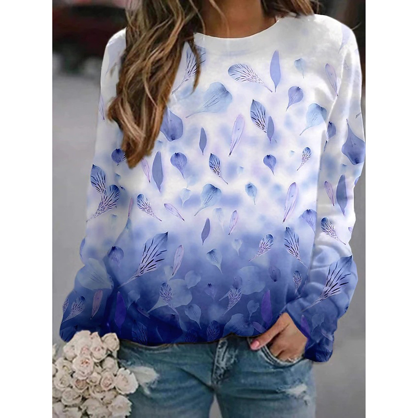 Title 10, Landscape Flower Floral Print Long Sleeve Pullover