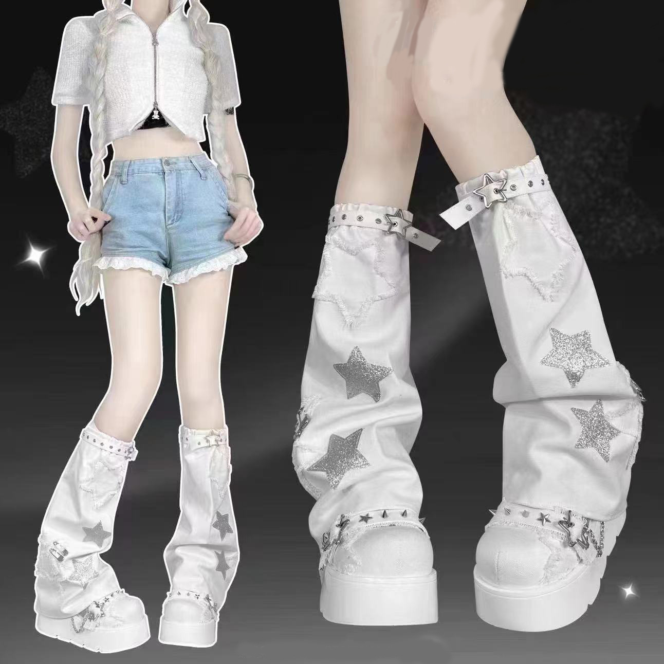 Embroidery Pentagram Female Mid-calf Length Loose Socks