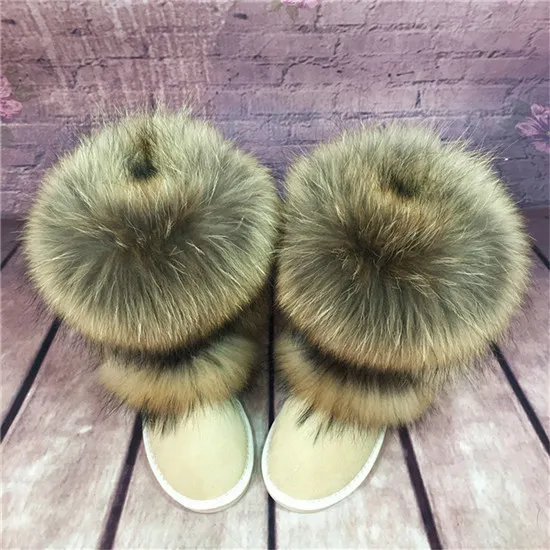 Women's Winter Mid calf Fox Fur Snow Boots Sand Hair 39 - Shop at LoveMi