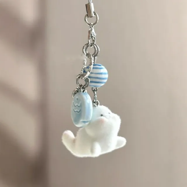 Cute Stupid Dolphin Flocking Alloy Dolphin Handbag Pendant Mobile Phone Charm Mobile Phone Charm - Shop at LoveMi
