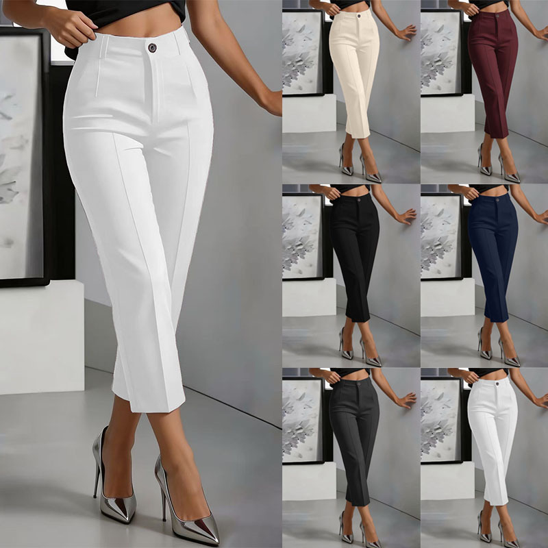 Women's High-Waisted Drapey Straight-Leg Pants