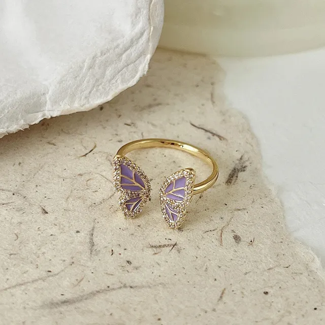 Niche Design Butterfly Ring Female All matching Graceful Affordable Luxury Style Purple - Shop at LoveMi