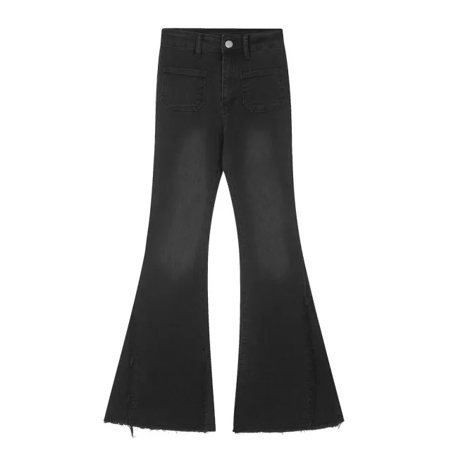 Women's Wide leg Flared Jeans With Pockets Black - Shop at LoveMi