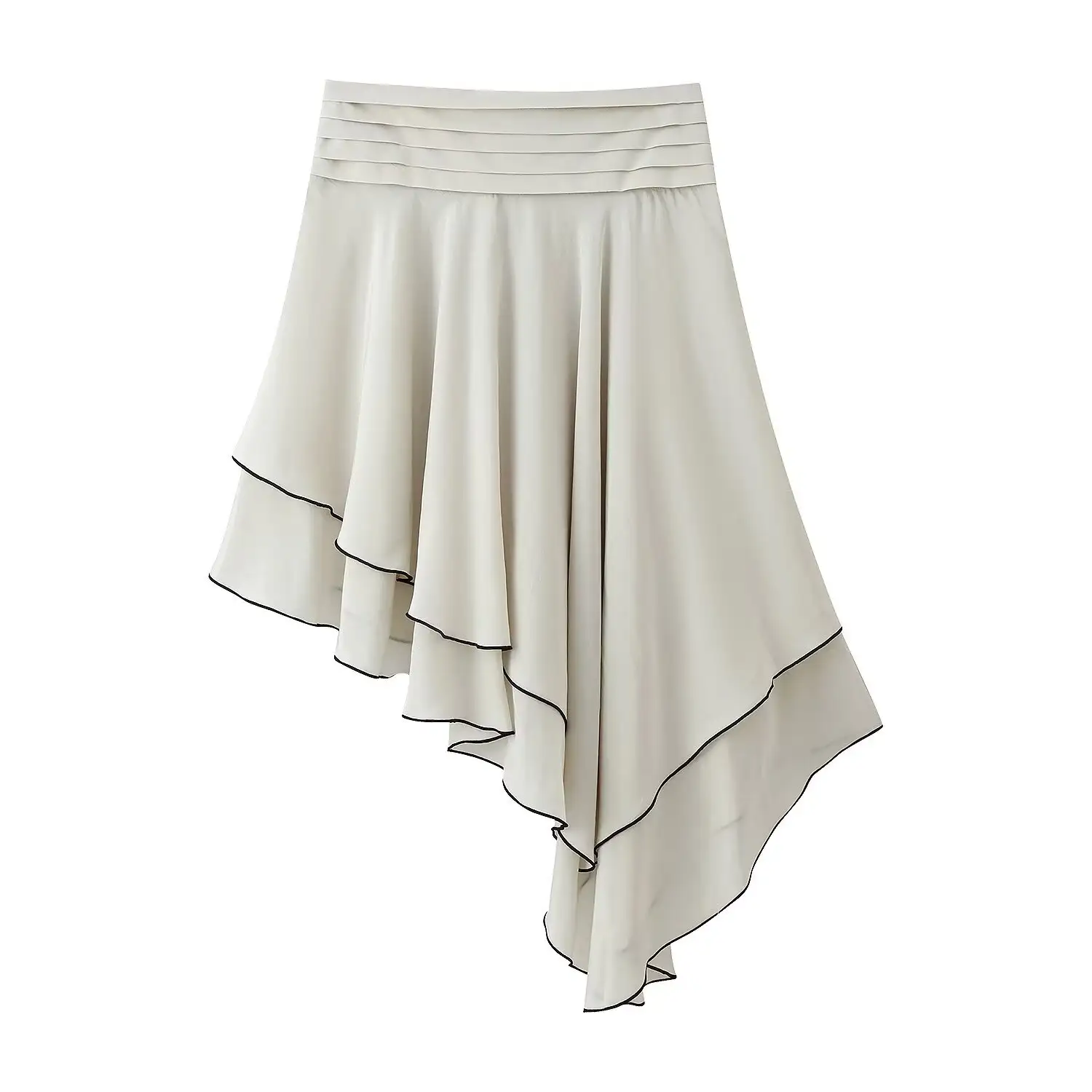 Fashionable Layered-embellished Asymmetrical Skirt