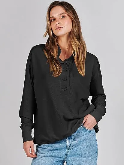 Casual Versatile Long Sleeves Patchwork Pocket Sweater Black - Shop at LoveMi