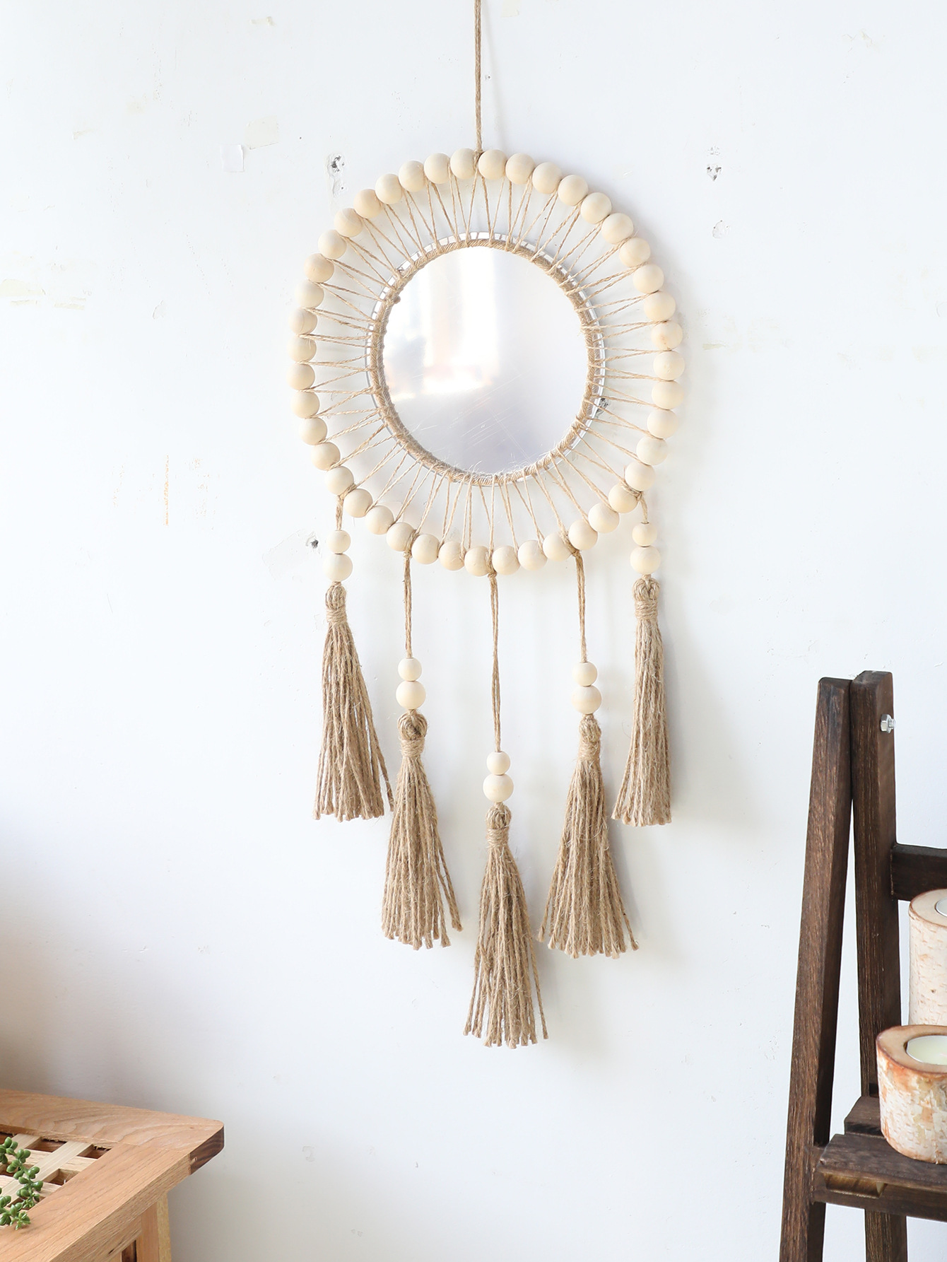 Round Wall Mirror, Hand-Woven, picture 4 of 4