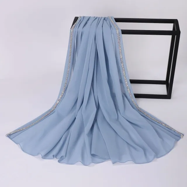 Ladies New Solid Color Chiffon Casual Scarf Light Blue - Shop at LoveMi