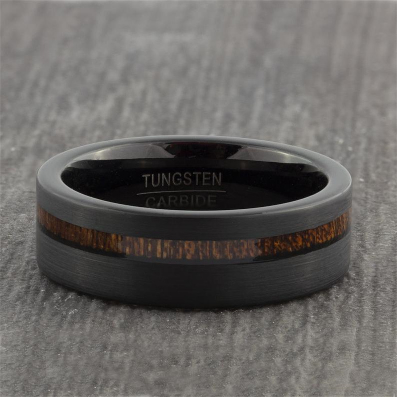 Black Wood Grain Stainless Steel Ring