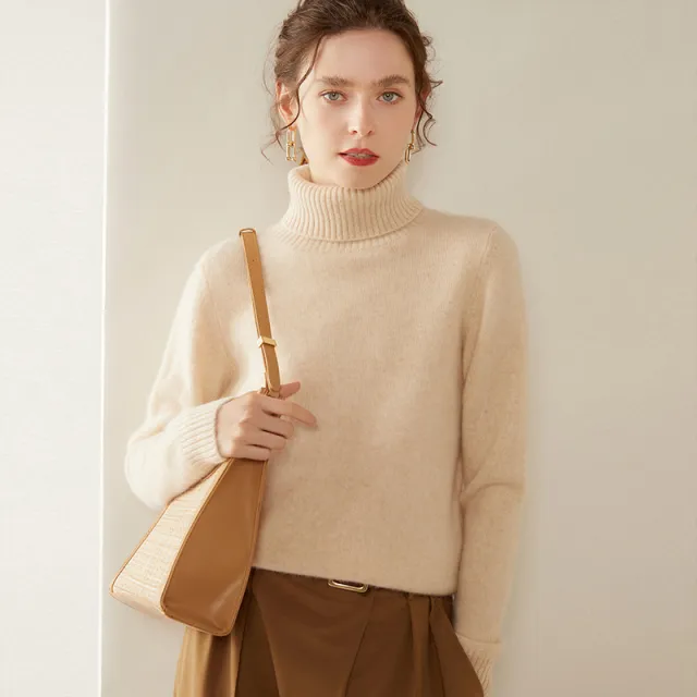 Women's Thickened Fall And Winter Inner Wear Turtleneck Cashmere Sweater Natural Green M - Shop at LoveMi
